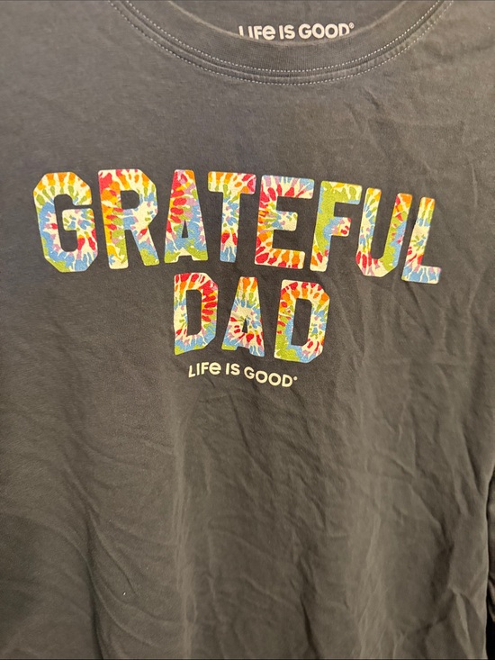 Life Is Good Other - Life Is Good Black Tee with Multicolor Tie-Dye 'GRATEFUL DAD' Print